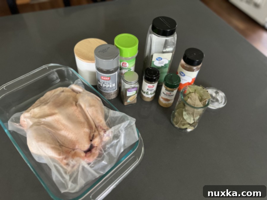all of the ingredients needed to roast a chicken: spices and oil.
