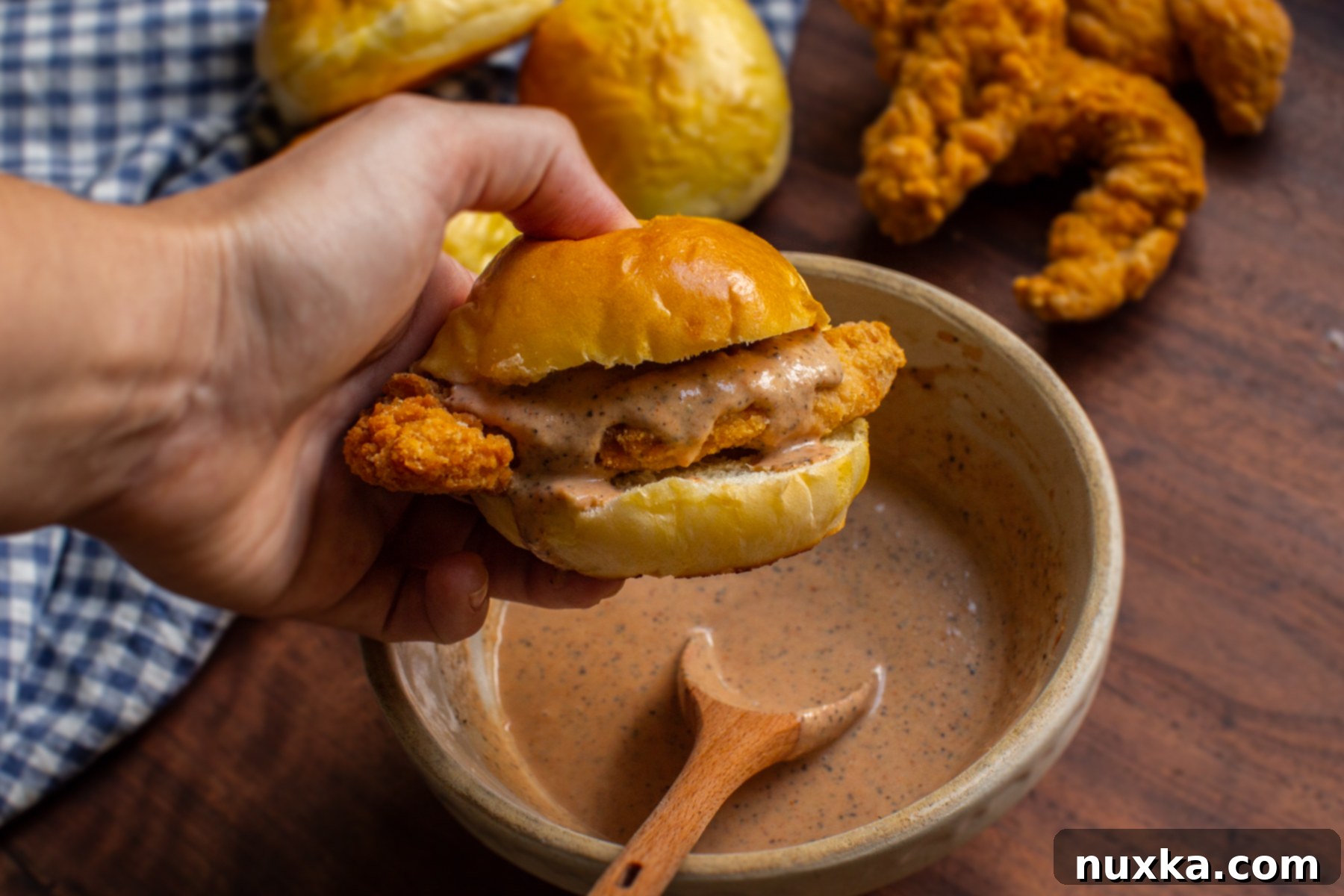 Homemade Zaxby's Nibblers with homemade Zax sauce, ready for dipping