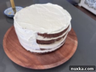 frosting the raspberry honey cake the next day