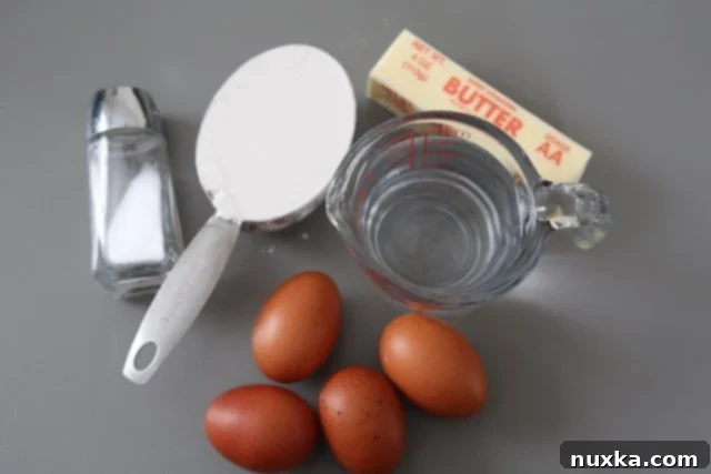 Ingredients for cream puffs