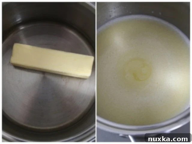 Melting butter for choux pastry