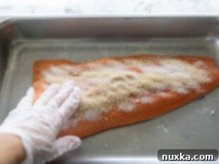 curing salmon with a salt and sugar rub