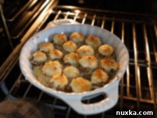 broiled stuffed mushrooms with a parmesan cheese crust