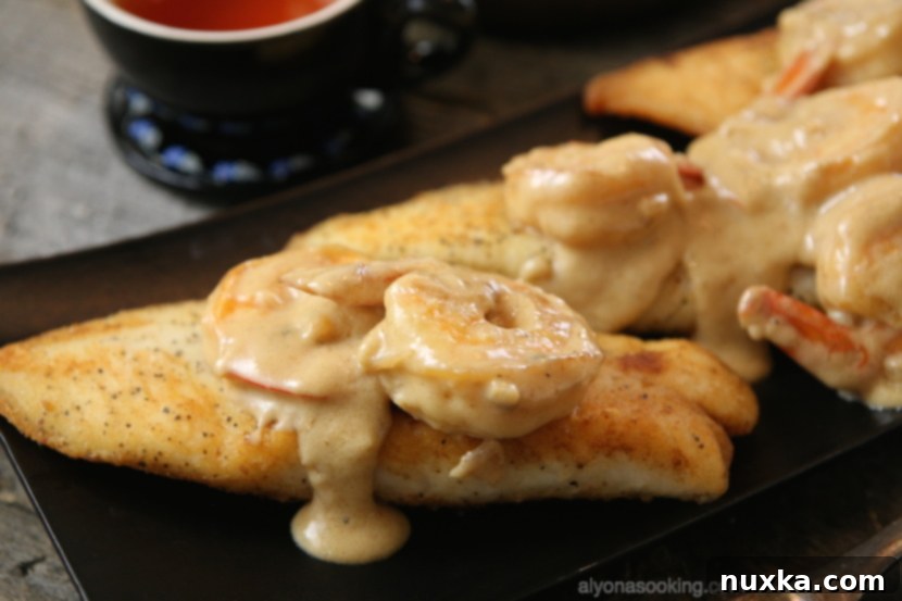 tilapia loins in creamy wine sauce-shrimp-wine-sauce-heavy cream-seafood recipe-easy