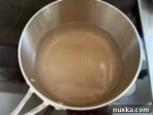 A saucepan on a stovetop with water, vinegar, and salt for pickling brine.