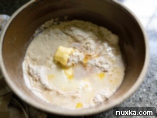 whole wheat English muffin dough (how wet ingredients are added to dry ingredients)