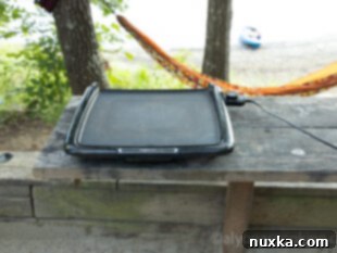 image of pre-heating an electric Presto griddle for breakfast potatoes