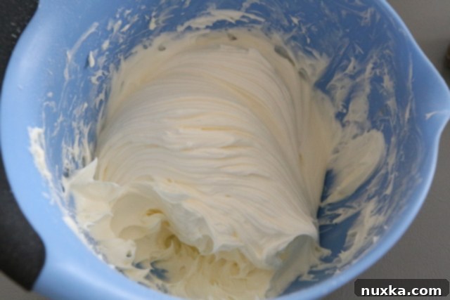 Creamy cream cheese filling for cheese Danish in a mixing bowl