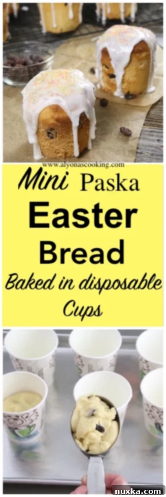 Beautifully glazed Mini Paska Easter Breads ready to serve