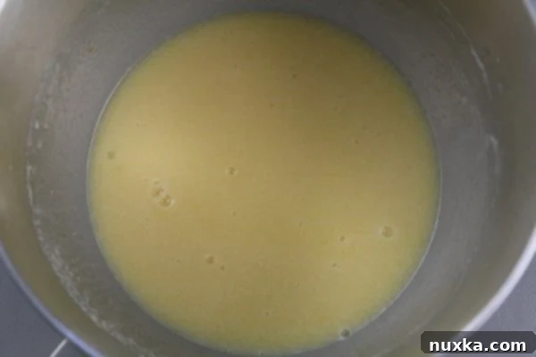 Wet ingredients combined for Paska dough