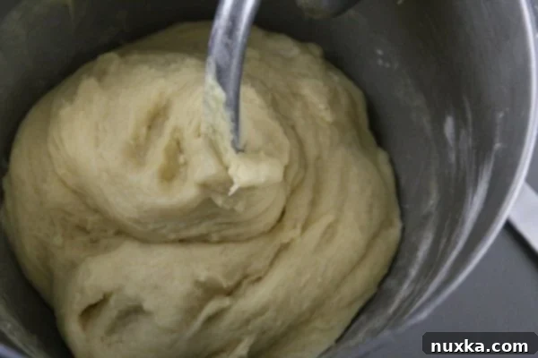 Kneading Paska Kulich dough