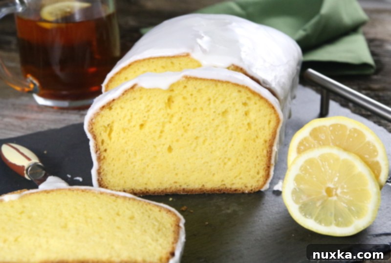 Lemon Pound cake good - A perfect slice of moist lemon loaf