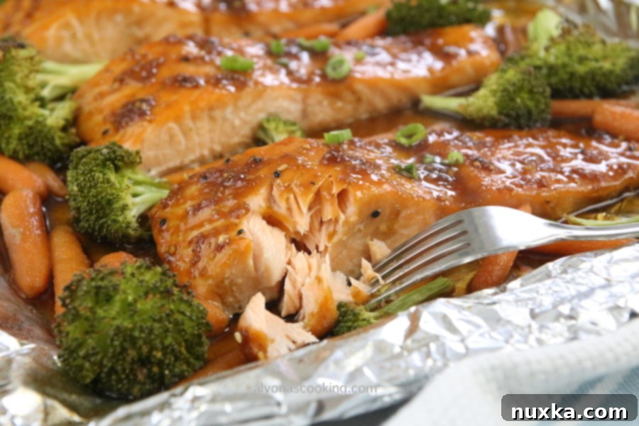 glazed salmon with fork