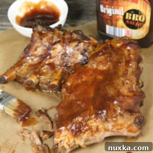 Melt-in-Your-Mouth Slow Cooker BBQ Ribs 8 Finished sticky slow cooker BBQ ribs