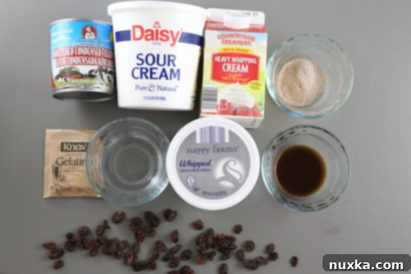 Ingredients for mocha cream mousse
