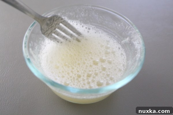 Dissolving gelatin in warm water