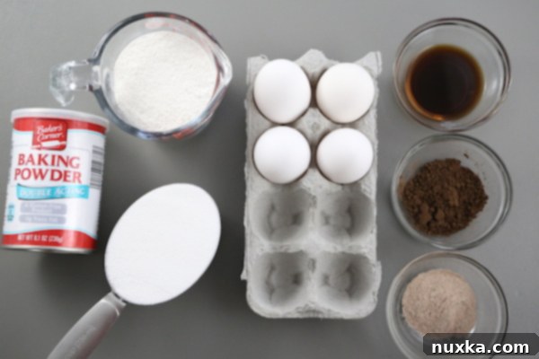 Ingredients laid out for cappuccino cake batter