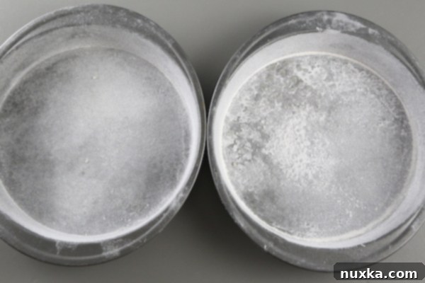 Greasing and flouring a cake pan