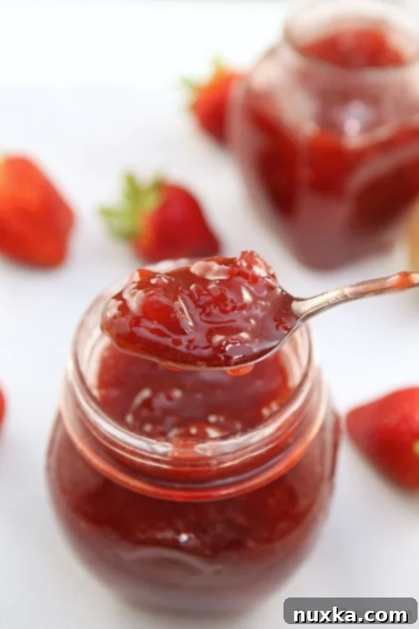 close up of homemade strawberry jam