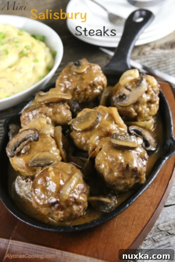 Delicious Salisbury Steak with Mushroom Gravy ready to serve
