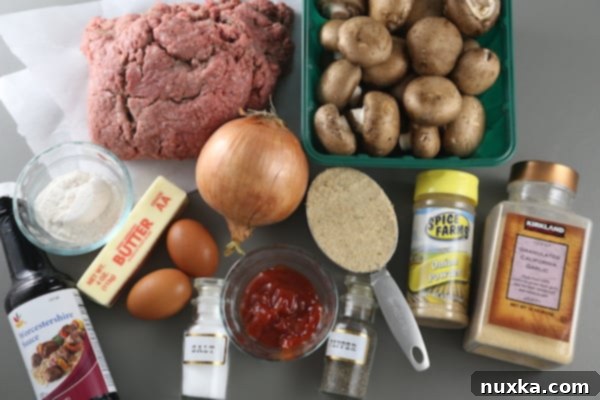 Ingredients for Homemade Salisbury Steak with Mushroom Gravy
