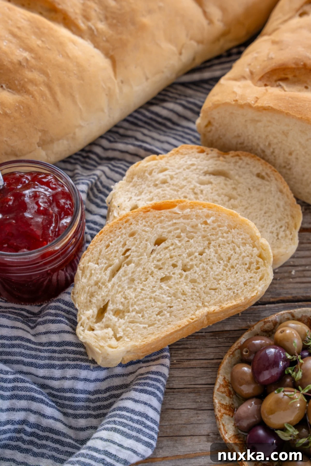 fluffy Italian Bread loaf sliced