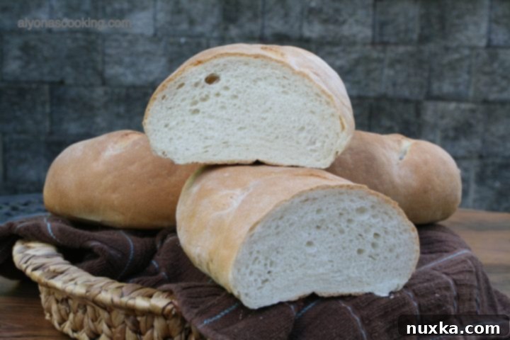 Large Italian bread loaves Homemade Big Italian bread loaves on a basket