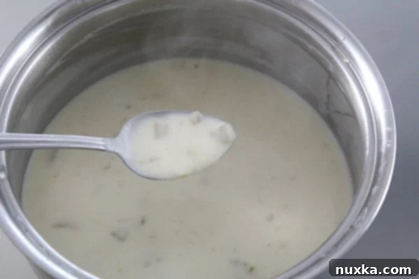 Creamy white sauce with green chilies