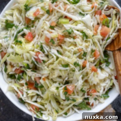 Cabbage Salad with Vinaigrette, tomatoes, scallions, and cilantro