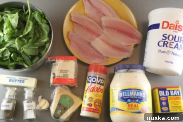 creamy-baked-tilapia-spinach-casserole-step-ingredients