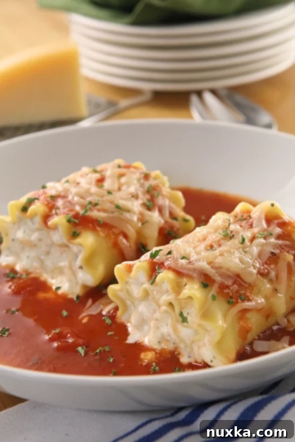 Golden-brown and bubbly Lasagna Roll-Ups, fresh from the oven