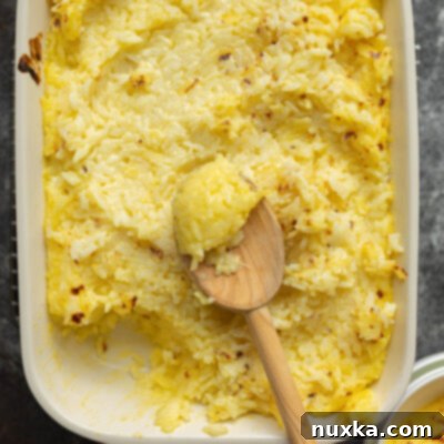 Ultimate Creamy Baked Rice Pudding Visual Guide 3 baked rice pudding in a baking dish, golden and creamy