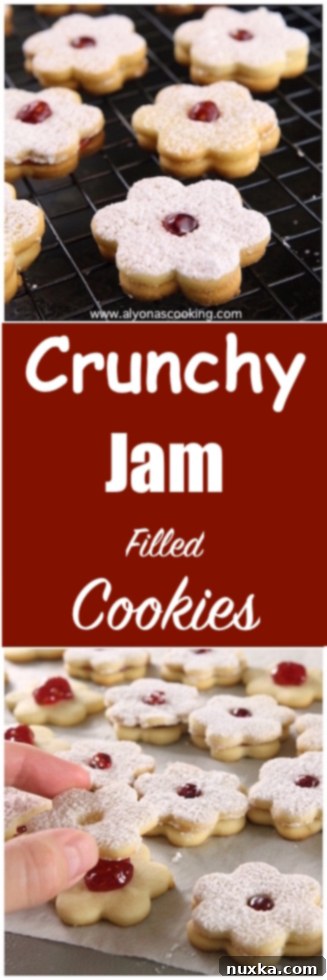 Collage of various stages of making jam sandwich cookies