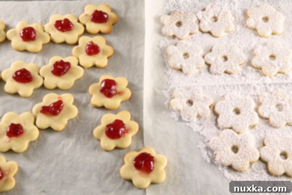 Assembling jam sandwich cookies