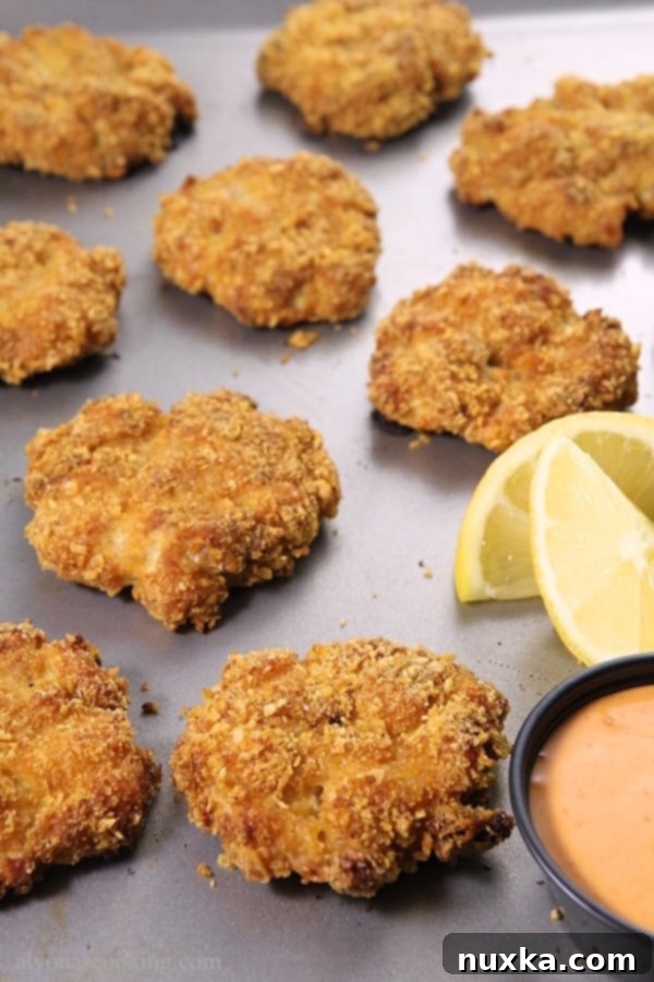 Crispy Baked Chicken Fritters, golden brown and perfectly cooked