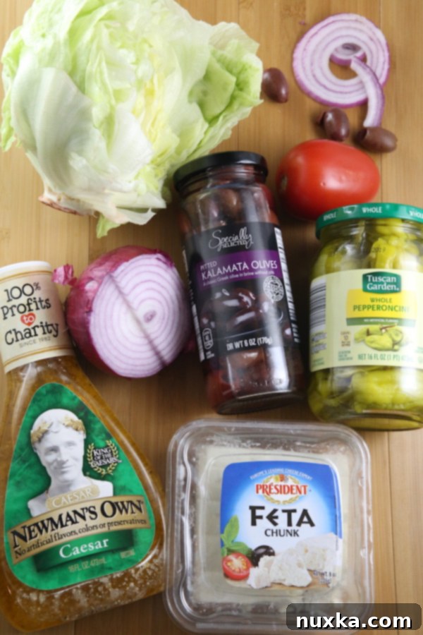 Freshly chopped ingredients for Panera style Greek salad