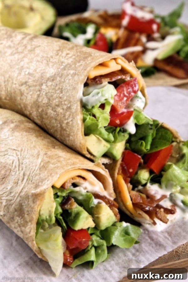 Avocado Bacon Ranch Wraps served on a plate, ready to enjoy