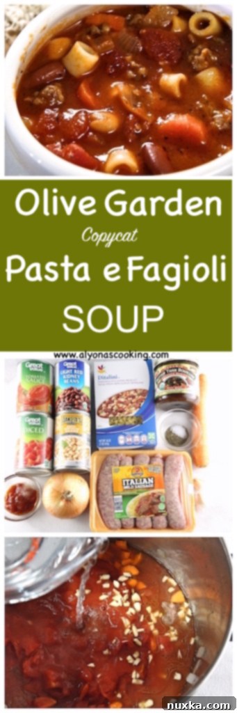 Collage of Olive Garden Pasta Fagioli soup images