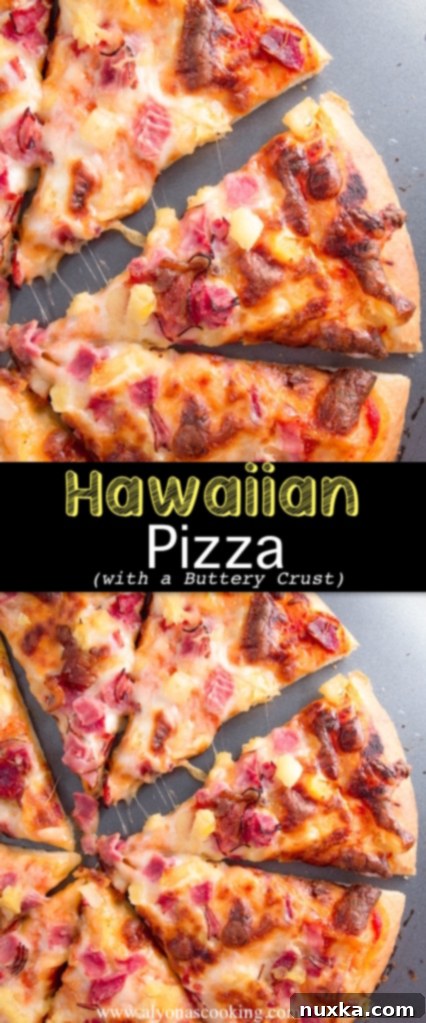 Close up of Hawaiian pizza slice