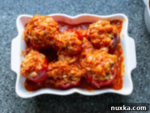 how to make stuffed peppers in tomato sauce, served