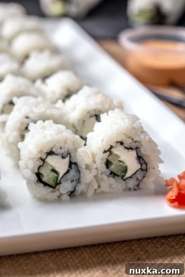 Delicious Homemade Philadelphia Rolls on a serving platter