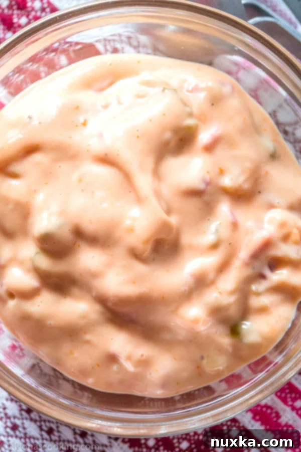 Creamy homemade Thousand Island dressing in a bowl, ready to serve