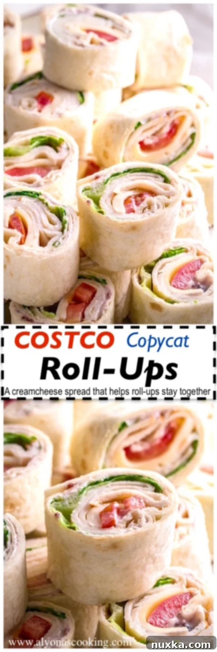 Closeup of ingredients for homemade roll-ups: tortilla, meat, cheese, lettuce, tomatoes, and cream cheese spread