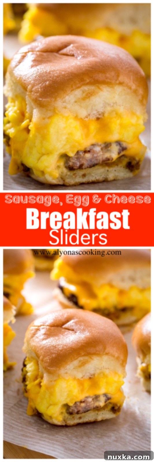 A large pan of golden-brown Sausage, Egg, and Cheese Breakfast Sliders, hot out of the oven, with the top rolls glistening from butter.