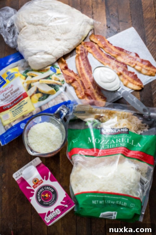 Prepared filling for Costco Chicken Bake in a bowl