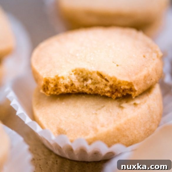 Effortless Three Ingredient Butter Cookies 5 A close-up of delicious 3-ingredient butter cookies, perfectly golden and ready to enjoy.