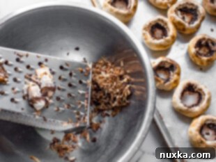 how to make stuffed mushrooms by grating stems with box grater