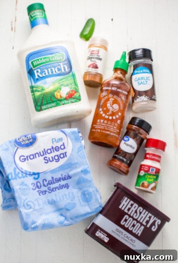 A collection of ingredients for making Taco Bell quesadilla sauce at home.