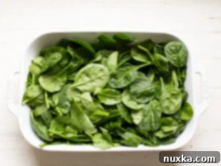 assembled spinach for creamy spinach chicken casserole