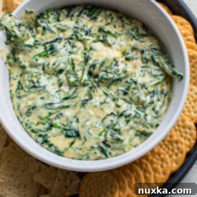 Creamy Spinach Dip 2 spinach dip in large ramekin